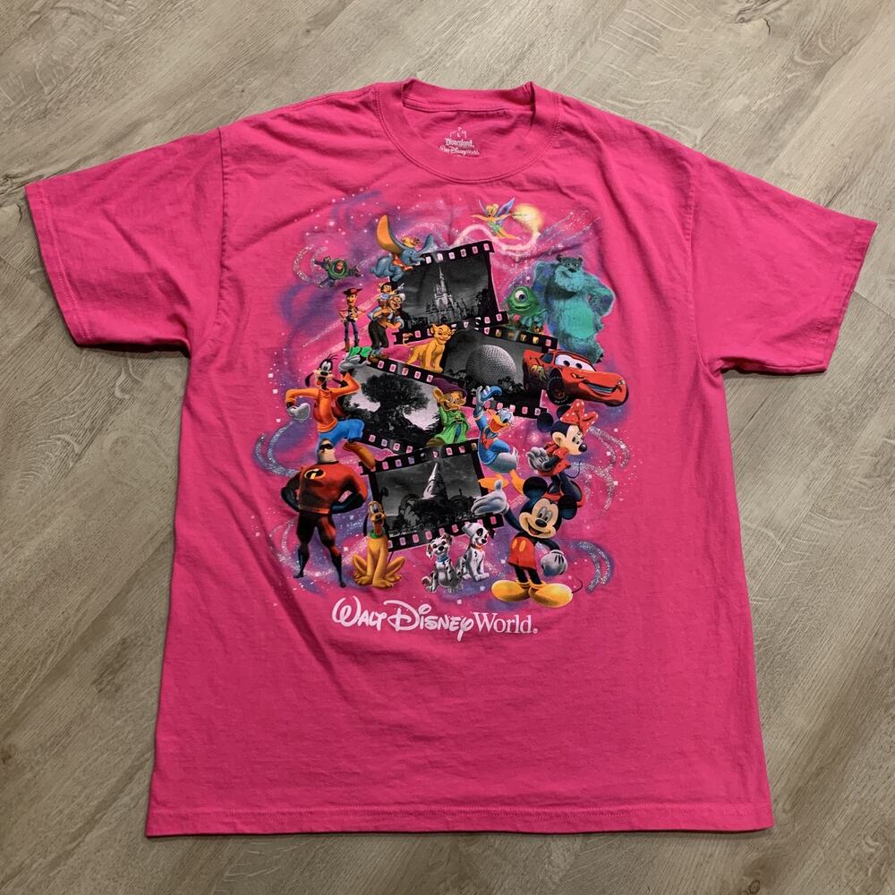 Walt Disney World DisneyLand Resort Pink T-Shirt Adult Large L Characters Movie